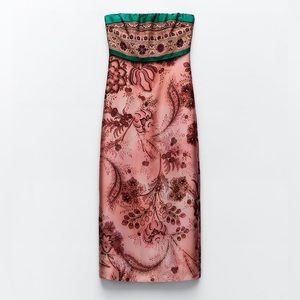Zara Printed Strapless Dress